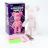 Алмазная мозаика на фигурке с полным заполнением &laquo;Мишка стразами&raquo;, розовый