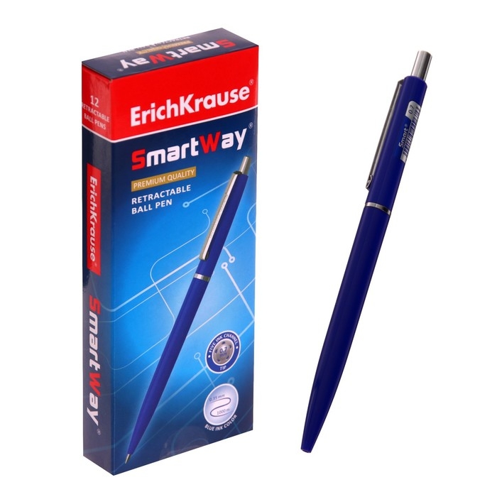 Ручка шариковая автоматическая Smart, узел 0.7 мм, под логотип, чернила синие, длина линии письма 1000 метров