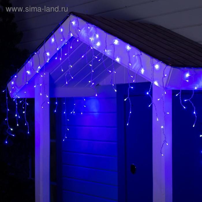 Гирлянда &laquo;Бахрома&raquo; 4 &times; 0.6 м, IP44, прозрачная нить, 180 LED, свечение синее, мерцание белым, 220 В