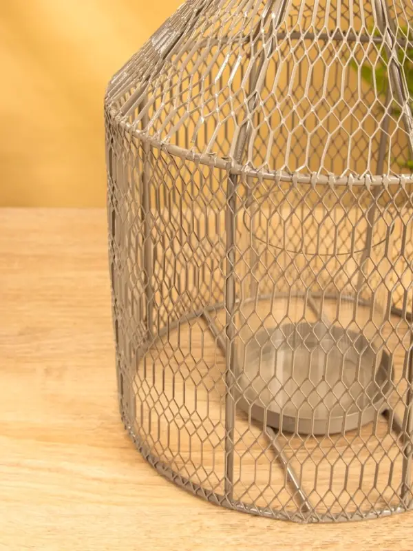 Подсвечник фонарь со стеклянной колбой 20х20х26 см, d 9 см, металл, цв. серый