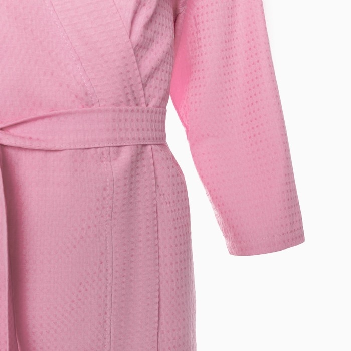 Халат вафельный женский &laquo;Экономь и Я&raquo; рукав 3/4, цвет розовый р. 54-56, хл 100%, 200 г/м&sup2;