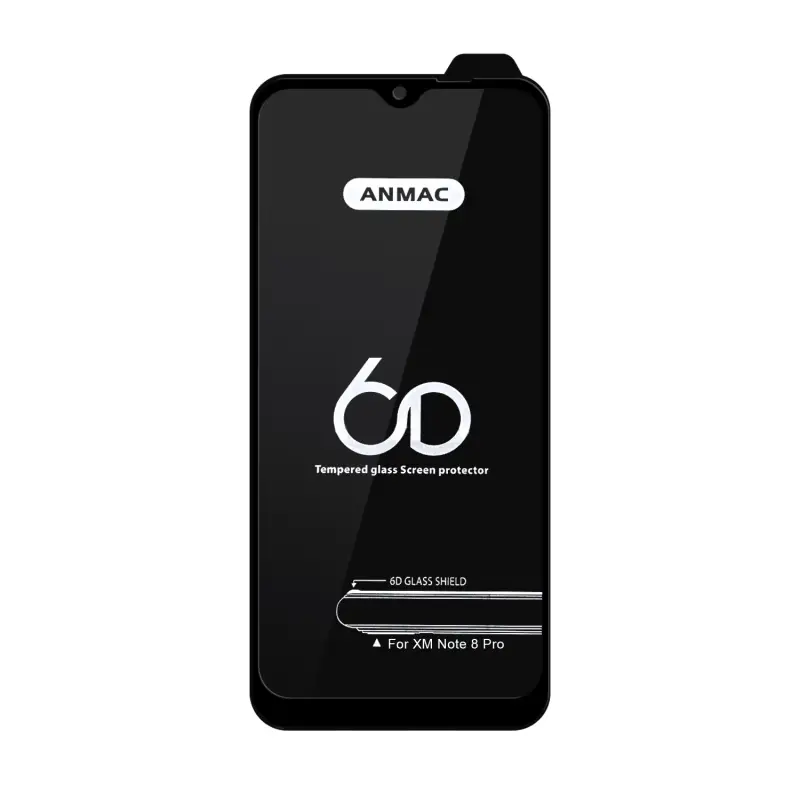 Защитное стекло XM Note 8 Pro Anmac 6D Black без упаковки Арт.1137278 (10 шт./уп.)