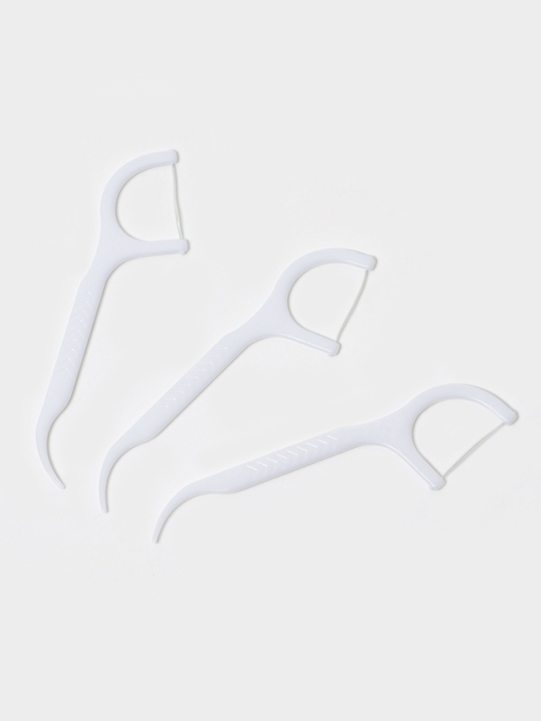 Зубочистки с зубной нитью Доляна, набор 50 шт., пластик, шелковина, белые