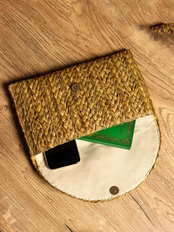 Сумка клатч плетёная из сиграсса 26х16х3 см, цв. бежевый