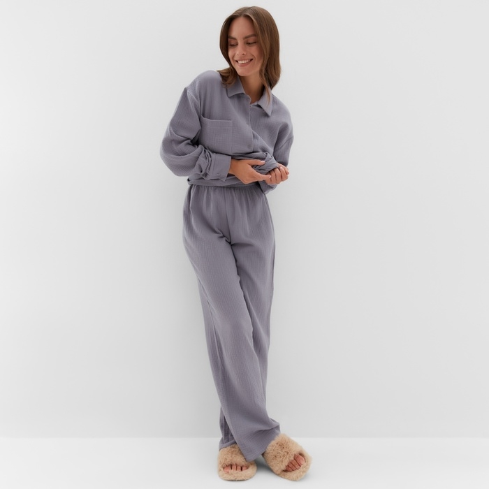Пижама женская (рубашка и брюки) KAFTAN Пижама женская (рубашка и брюки) KAFTAN "Basic" размер 48-50, цвет серый