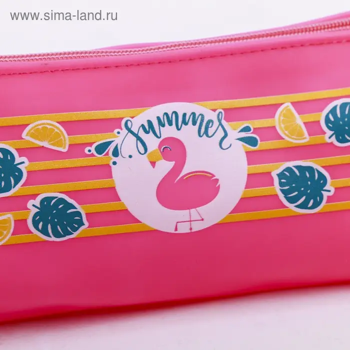 Пенал школьный Calligrata Summer, на молнии, 1 отделение, силикон, розовый