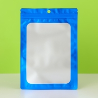 Пакет Зип-лок с окном, с еврослотом, синий, 13.5 х 19.5 см набор 20шт  10460419