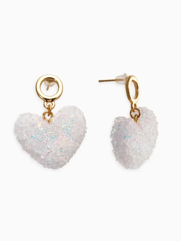Серьги "Сердце сахарное", цвет белый в золоте