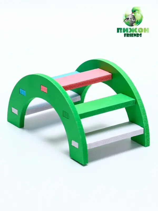 Лесенка для грызунов с цветными ступеньками, зеленый