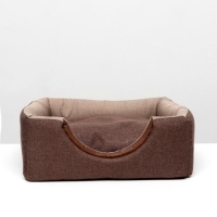 Дом &ndash; трансформер "Квадрат", рогожка, поролон, 43 х 42 х 34 см, бежево-коричневый