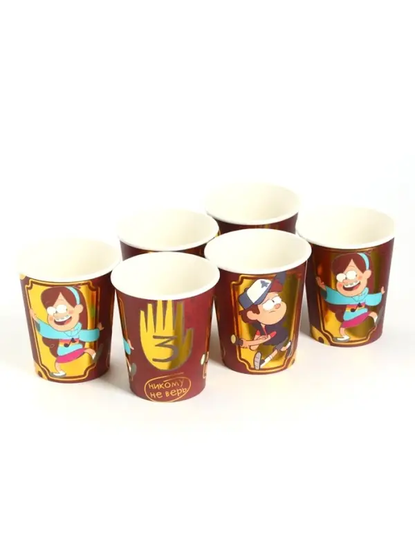 Стакан одноразовый бумажный с тиснением, 250 мл, Гравити Фолз