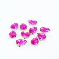 Стразы "Капля", в цапах, 1 х 1,4 см, фуксия