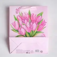 Пакет подарочный ламинированный, упаковка, &laquo;Тюльпаны 8 марта&raquo;, ML 23 х 27 х 11.5 см