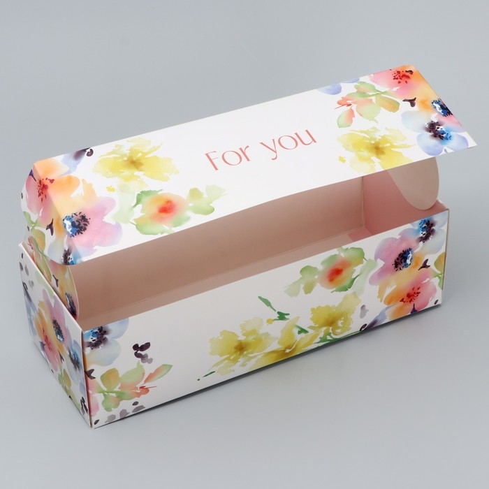 Кондитерская упаковка, коробка для кекса с окном, &laquo;Цветочная гамма&raquo;, 26 х 10 х 8 см