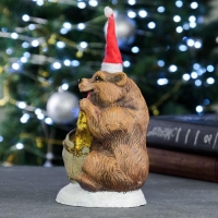 Копилка для денег &laquo;Медведь с бочонком новогодний&raquo;, 12&times;8&times;14 см