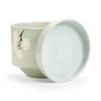 Горшок цветочный с поддоном 1,7 л, керамика "Листья" (М)