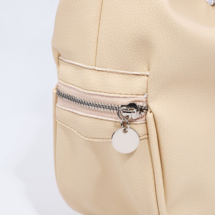 Сумка-мешок на молнии, наружный карман, цвет бежевый Сумка-мешок на молнии, наружный карман, цвет бежевый