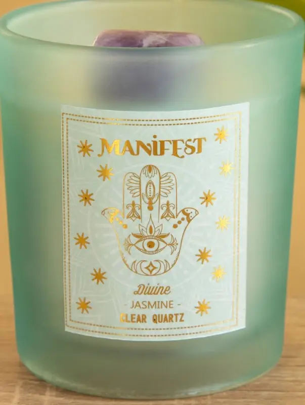 Свеча в стекле с камнем Manifest жасмин 200 гр соевый воск