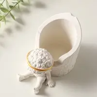 Карандашница "Ангел" 12х10 см, гипс, белый с золотом