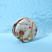 Зеркало складное &laquo;Париж&raquo;, d = 7,5 см, с увеличением, искусственная кожа, цвет золотистый