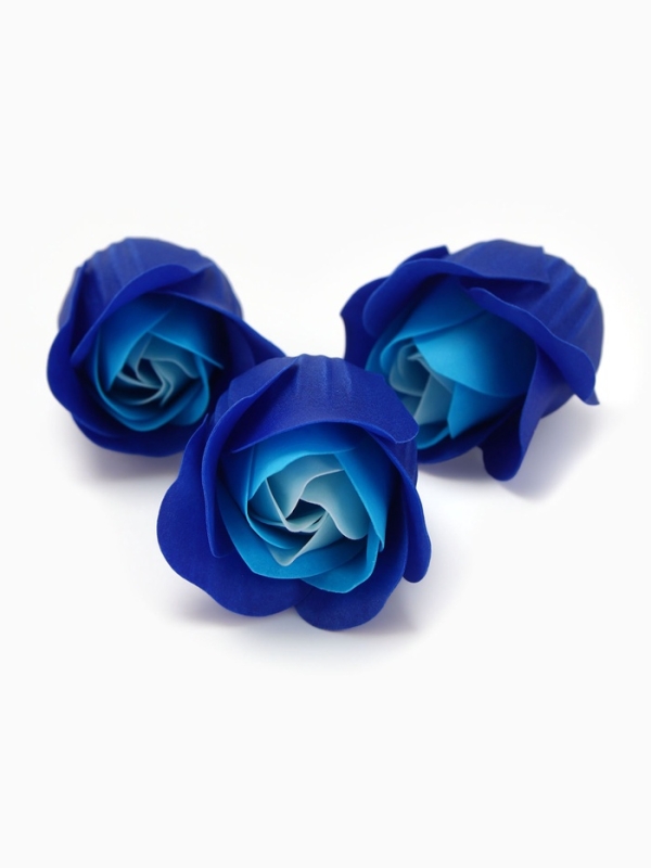 Набор мыльных роз в коробке 8 штук, бирюзово-белые с зайчиком