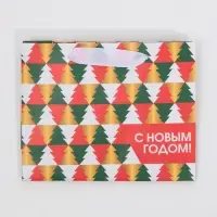 Пакет подарочный новогодний ламинированный &laquo;Ёлки&raquo;, 15 х 12 х 5.5 см