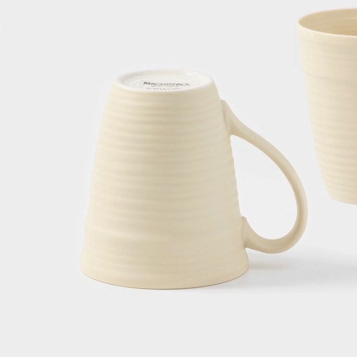 Набор кружек Magistro Jarwah Lugerne, 390 мл, 12,5&times;9,2&times;10,7 см, 2 шт, фарфор, молочный