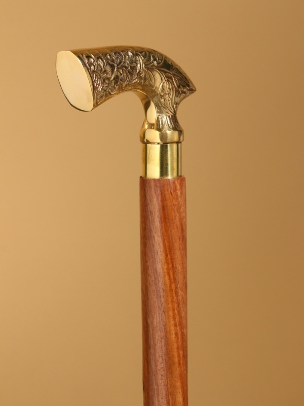 Трость деревянная, шишам, латунь 94 см