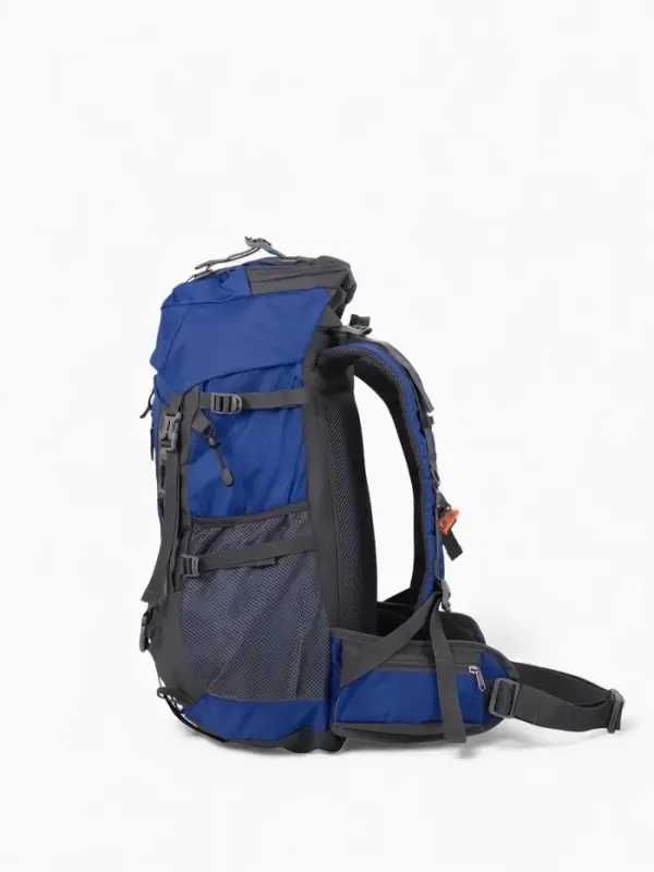 Рюкзак тур 65+5л, 30*20*53, отдел на шнурке, 5нар+2вн кармана, цвет синий