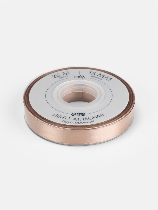 Лента атласная двухсторонняя №812 15мм*25&plusmn;1м телесный TR