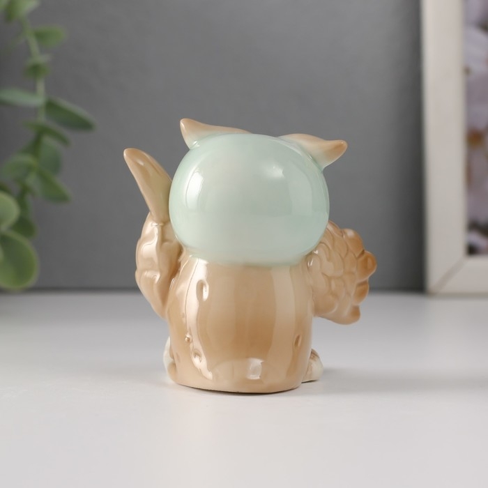 Сувенир керамика "Маленький филин с пером и бумагой" 6,5х5,6х6,4 см