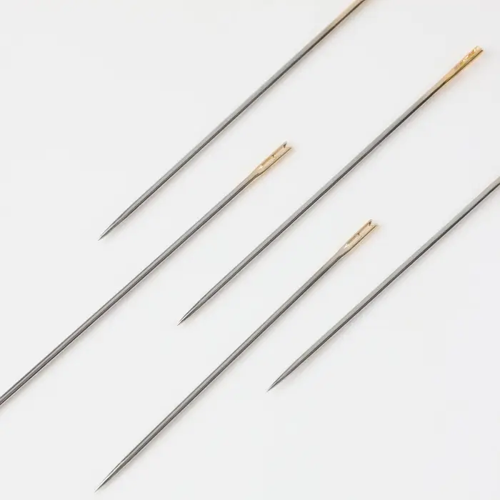 Иглы швейные, d=0.78 мм, 3.5 - 4.2 см, с золотым ушком, самовдеваемые, 12 шт.