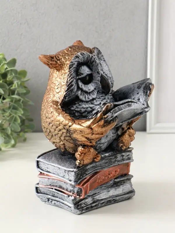 Копилка "Сова с книгой" 25х18 см, бронза с серебром