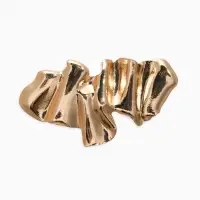 Брошь корейский стиль "Мятая" цвет золото