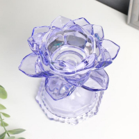 Подсвечник стекло на 1 свечу "Лотос на ножке" синий 12,5х12х12 см Подсвечник стекло на 1 свечу "Лотос на ножке" синий 12,5х12х12 см