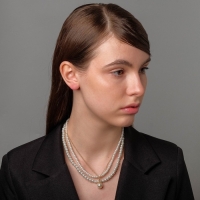 Бусы 3 яруса &laquo;Рошель&raquo; капля, шар №15, цвет белый в золоте, L=42 см