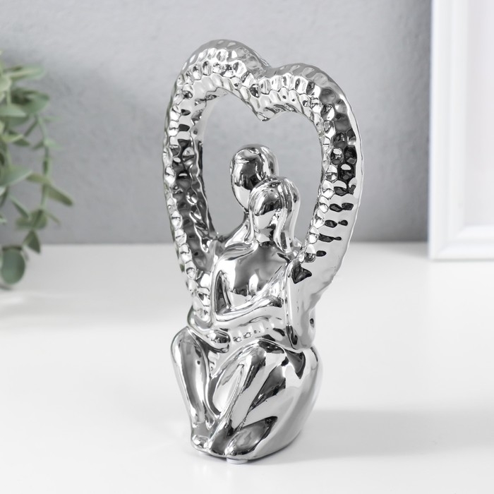 Сувенир керамика Сувенир керамика "Абстракция. Влюблённые с сердцем" серебро 13х7х18,5 см