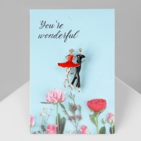 Брошь &laquo;Танцоры&raquo; пара, цвет красно-чёрный в золоте