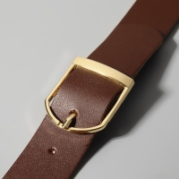 Ручка для сумки из натуральной кожи, регулируемая, с карабинами, 60 &plusmn; 2 см &times; 2,5 см, цвет коричневый/золотой