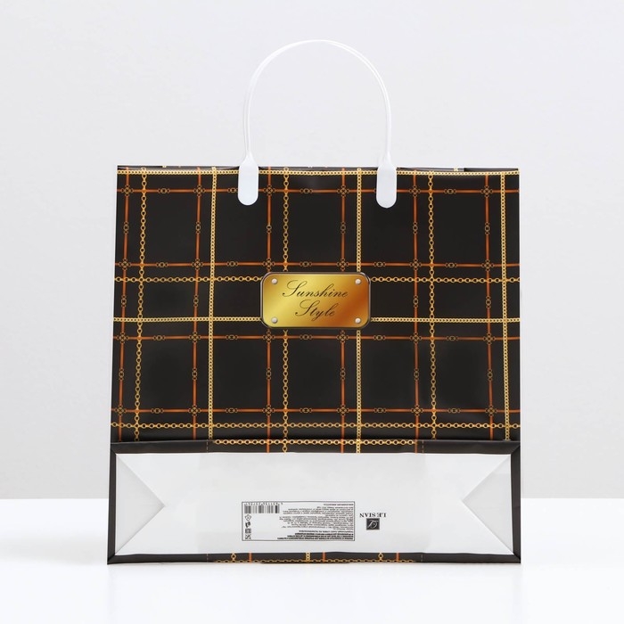 Пакет Пакет "Черно-золотая клетка", мягкий пластик, 30 x 30 см, 120 мкм