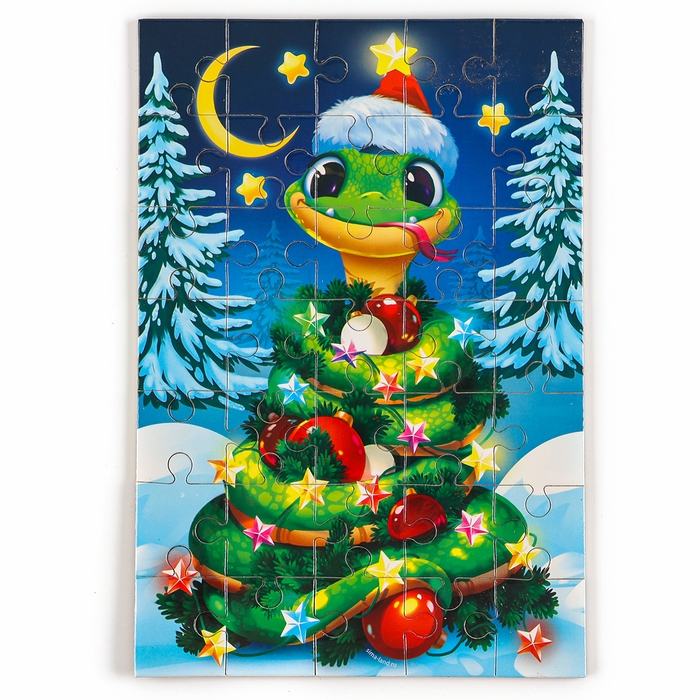 Пазл для детей магнитный деревянный &laquo;Новый год! Змея&raquo;, 21 х 15 см, символ года 2025