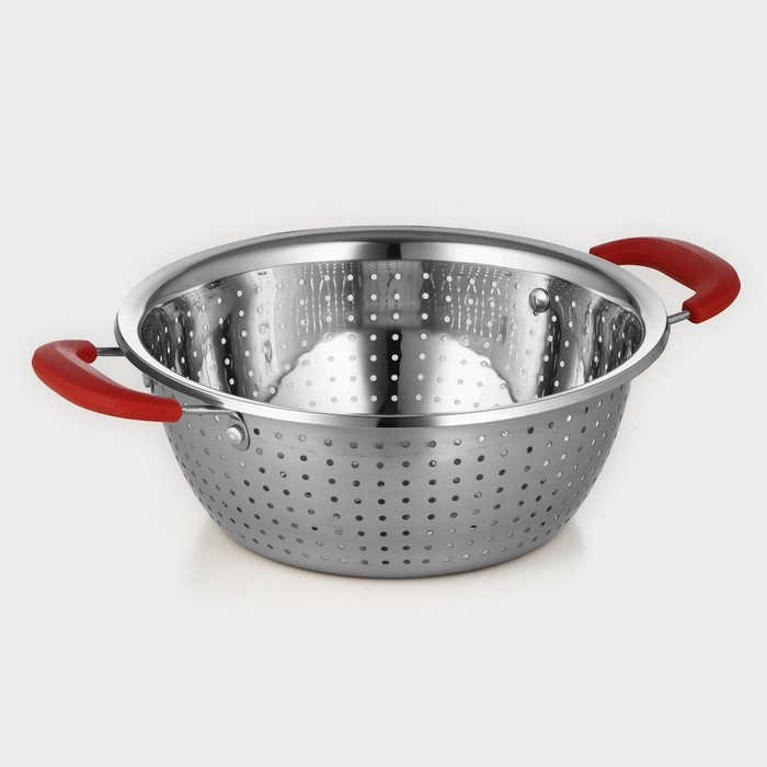 Дуршлаг из нержавеющей стали &laquo;Эдвин&raquo;, d=22 см, две пластиковые ручки, цвет МИКС