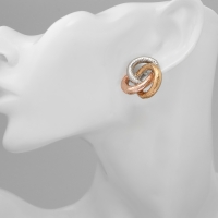 Серьги металл &laquo;Переплетение&raquo; трио, цвет серебряно-золотой