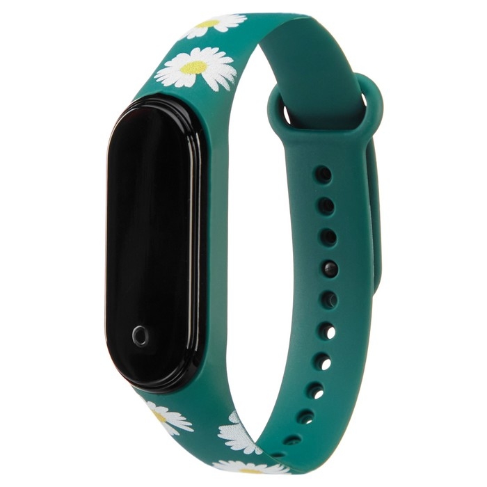 Часы наручные электронные Часы наручные электронные "Ромашки", зеленые