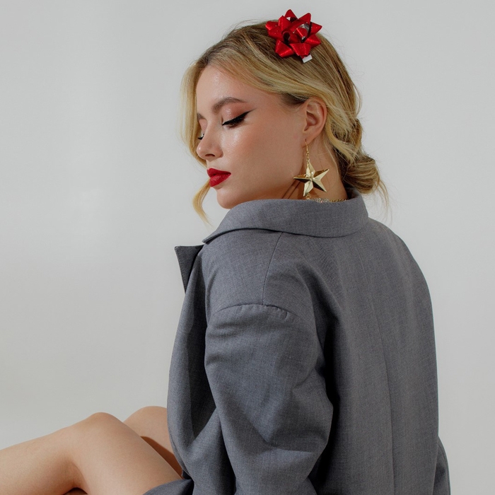 Серьги висячие &laquo;Звезда&raquo; с цепочками, цвет золото, 8 см