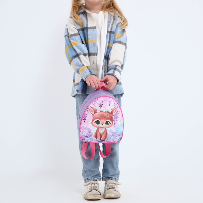 Рюкзак детский для девочки  &laquo;Оленёнок&raquo;, 23х20,5х10 см, отдел на молнии, цвет красный