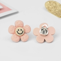 Клипсы детские &laquo;Выбражулька&raquo; цветок смайл, цвет розово-коричневый