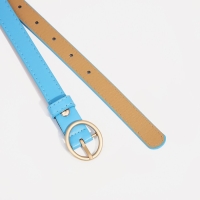 Ремень женский, ширина 2 см, винт, пряжка металл, цвет голубой