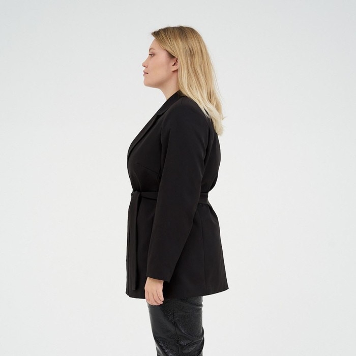 Пиджак женский с поясом MIST plus-size, размер 58, цвет чёрный Пиджак женский с поясом MIST plus-size, размер 58, цвет чёрный