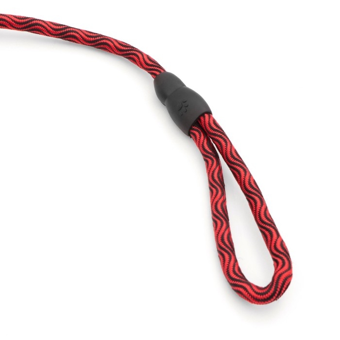 Поводок круглый "Волна", 120 х 1 см, красно-чёрный